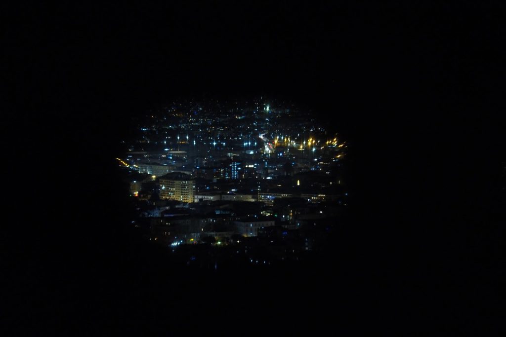 A city at night from above