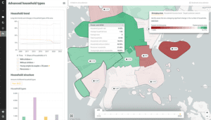 demographic data visualised on a map 
