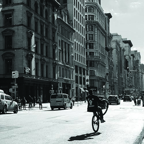 Person cycling in the New York City