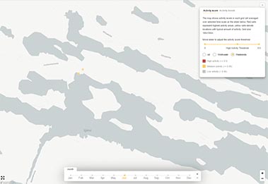 CHAOS Footfall analysis showing fishing spots in Iijärvi
