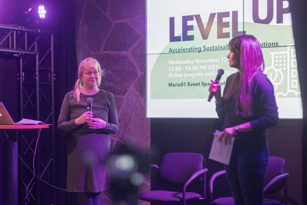 Päivi Raivio and Natalia Rincón opening the Level Up event